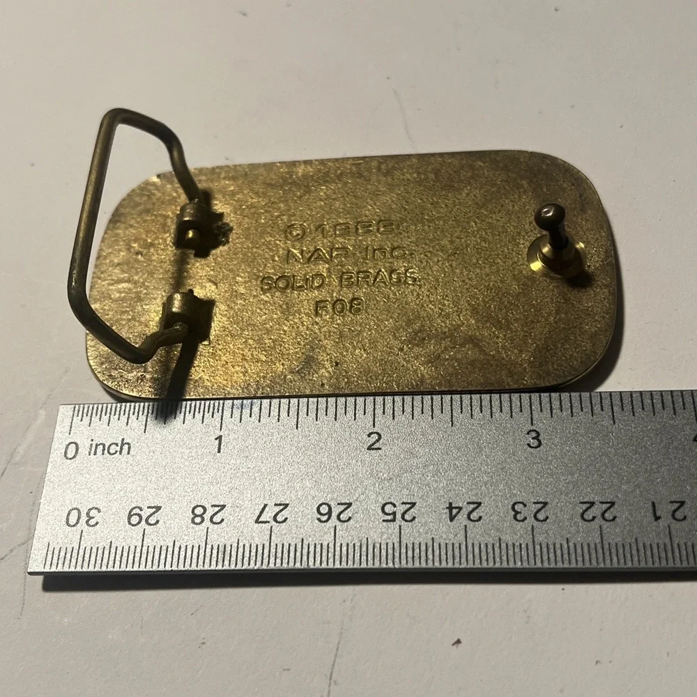 Vintage 1983 NAP Inc Solid Brass Eagle Belt Buckle F08 USA 3.75